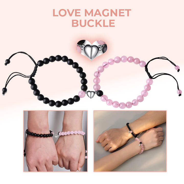 Oveallgo™ HarmonyBond Magnetic Love Bracelets for Couples (Rose Quartz♀ + Black Onyx♂)